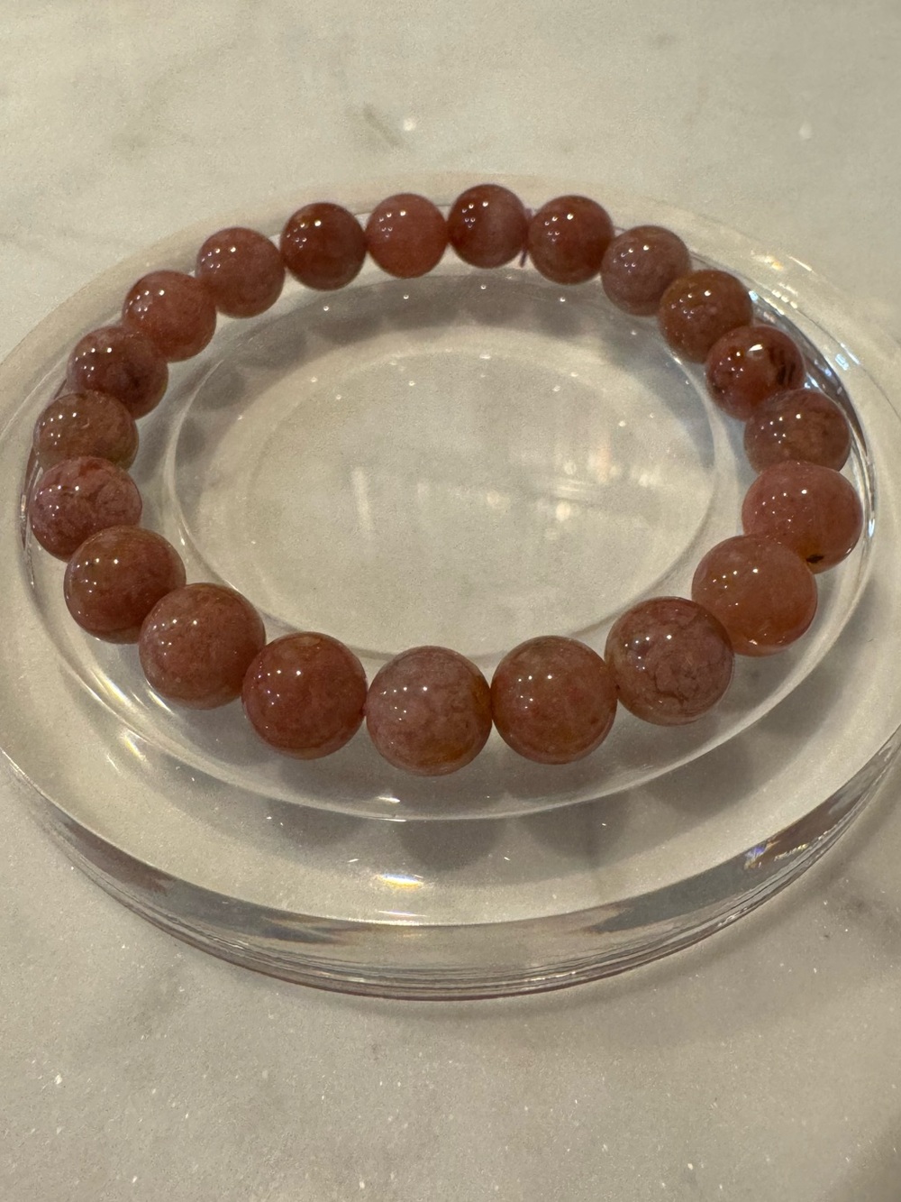 Fish Roe Agate Bead Stretch Bracelet - Pink